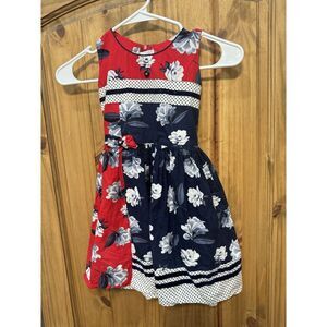 Dr Love Me Girl's Blue‎ Red Floral Dress Size 24 Months